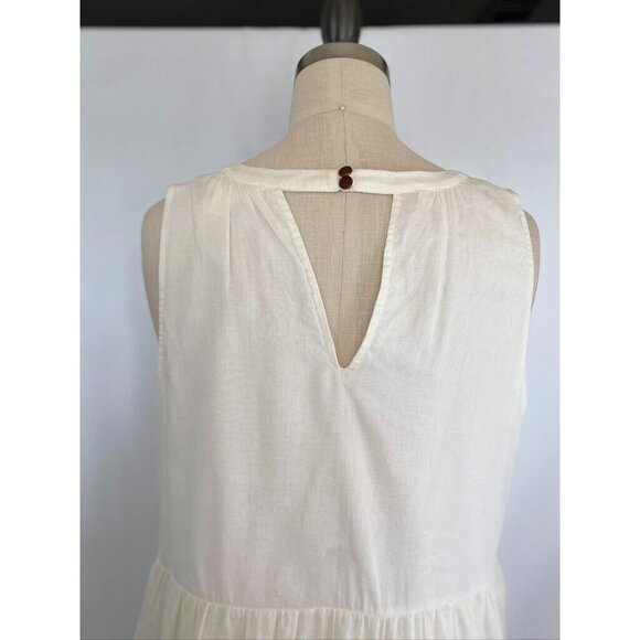 Maeve Anthropologie Simona Top Sm Sequined Cut Out Babydoll Blouse Ivory Gold - Picture 8 of 12